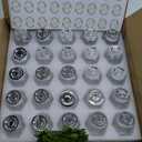 25 Pcs 1.5 Oz Mini Glass Jars Baby Shower Glass Jars Small Candy Jars with Lids Green Leaf Ribbon and Labels Mason Jars Candy Containers for Baby Shower Party Favor Gender Neutral Eucalyptus Decor