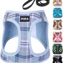 PINA No Pull Dog Harness and Leash Set - Breathable Mesh, Lightweight, Adjustable for Small to Medium Dogs - Easy On and Off, XL, Neck:17-21", Chest:22-24", Blue Plaid