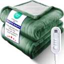 Electric Heated Blanket Throw, UltraCozy Premium Flannel & Sherpa, Even Heat Distribution & Stable Temp, 18H AutoOff, 8 Temps (86125.6F), Overheat Protection, Ideal Gifts for Grandma (Green)