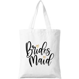 Bridesmaid Tote Bag, Wedding Party Gift with 'Bridesmaid' Print, Cute Canvas Shopper for Bridal Squad, Reusable Essentials Bag for Bachelorette Parties & Wedding Day. (069)