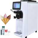 VEVOR Soft Serve Ice Cream Machine for Commercial Use, 10-15L/H Production, 1000W, Single Flavor, Countertop Design with 4L Hopper & 1.6L Cylinder, Touch Control, Auto Cleaning & Pre-Cooling, Ideal