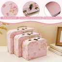 Cheardia 3 Pack Paperboard Suitcases Storage Box, Decorative Storage Boxes Gift Boxe With Lid, Stackable Cardboard Trunk for Photo Keepsake Home Decoration Wedding Anniversary Birthday Pink 3 Size