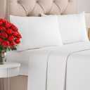 Twin 4 Piece Sheet Set - Cooling Sheets for Hot Sleepers - Hotel Luxury Bedding Set with 8-16 Inch Deep Pockets - 1 Flat & 1 Fitted and 2 Pillowcases - Ultra Soft, Easy Care and Wrinkle Free - White