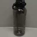 AQUAFIT 64 oz Water Bottle with Time Marker - 2in1 Straw & Chug Lid - BPA Free Big Water Bottle with Straw - Gym Water Bottle with Strap - Water Jug (64 Ounces, Gray)