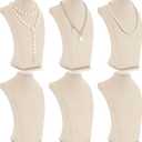 Kigley 6 Pcs Linen Necklace Display Bust Jewelry Holder Necklace Retail Mannequin Display Stand for Jewelry Selling Vendors Shows (11.4 x 6.9 Inch)