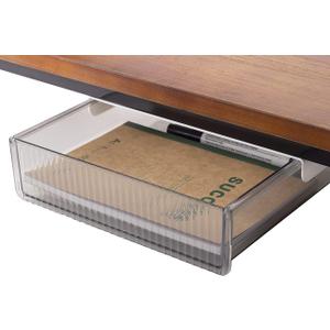 Under Desk Drawers for Organization, Pull Slide out Drawer Underneath Table With Lip, Attachable Under Shelf Pencil Drawer, Clear Light Black