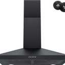 FIREGAS Black Range Hood 30 Inch, Wall Mount Kitchen Hood Ducted/Ductless Convertible, 450 CFM, 3-Speed Exhaust Fan, Stainless Steel Stove Vent for Kitchen with LED Lights, Charcoal Filters (Black)