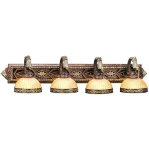 Livex Lighting 8534-64 Seville - 4 Light Bath Vanity, Palacial Bronze/Gilded Finish with Gold Dusted Art Glass