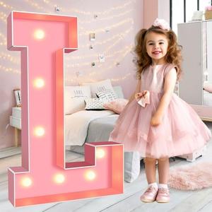 Ledido 3FT Pink LED Light Up Letter L Marquee Letters for Party Decor, 3ft Tall