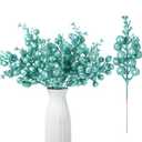 Geosar 36 Pcs Christmas Glittered Berries Stems 7.9 Inch Artificial Berries Sprays Branches Floral Pick for Christmas Tree Ornament, DIY Xmas Wreath, Crafts, Home Decor(Turquoise, Pure Color)