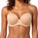 HACI Full Coverage Strapless Bra for Large Bust Contour Underwire Plus Size Convertible Multiway (34H, Beige)