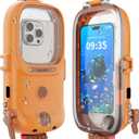 GOLDJU Diving Waterproof Phone Case, [49ft/15m] Cartoon Outdoor Snorkeling Underwater Diving Case Surfing Photo Video Cover,for iPhone Samsung Galaxy Google Pixel Huawei Series Smartphones - Orange
