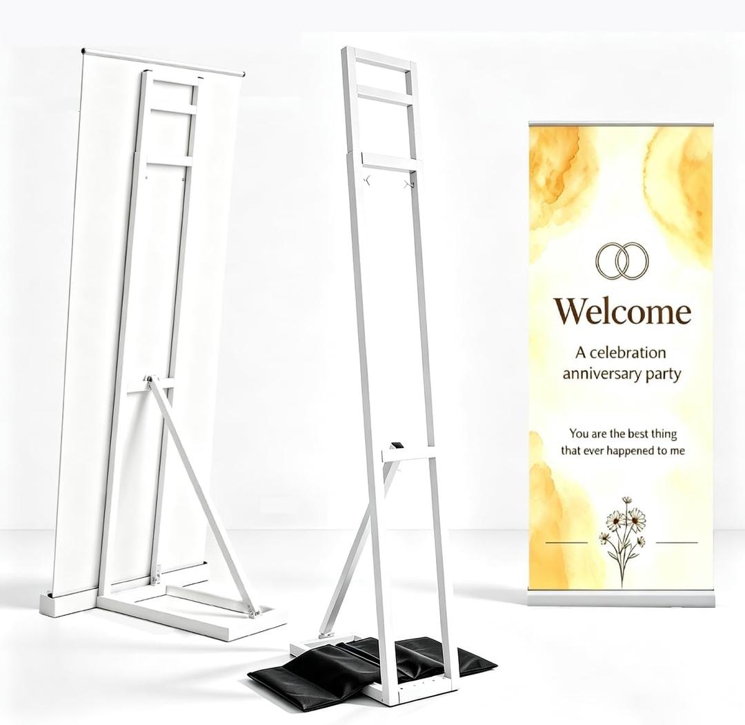 Adjustable White Wedding Backdrop Stand with Foldable Base,1 Pack