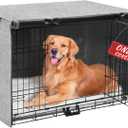 Dog Crate Cover - Double Door Waterproof Pet Kennel Cover, Durable 600D Polyester Protective Cage Cover for 24 Inch Dog Crate - Grey