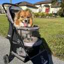 ROODO Escort 3 Wheel Dog Cat Pet Stroller for Small/Medium Dogs Cats Best Lightweight Foldable Portable Compact Jogger All Terrain Travel Pet Gear System Puppy Doggie Bunny Kitty Stroller(Grey)