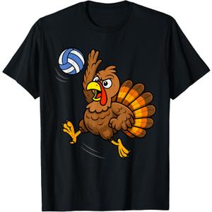 Funny Turkey Volleyball Thanksgiving Sport Humor Men Boy Kid T-Shirt