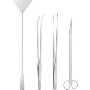 Ohtomber Aquascape Tools Aquarium Kit - 4PCS Terrarium Supplies Include Long Tweezers for Terrarium, Feeding Tongs, Aquarium Scissors, Algae Scraper for Fish Tank Cleaning Plant Trimming
