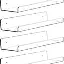 CY craft Clear Acrylic Floating Shelves Display Ledge, 5 MM Thick Wall Mounted Storage Shelf for Kitchen/Bathroom/Office,Invisible Kids Bookshelf and Spice Rack,15 Inch,Set of 4