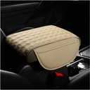 Car Center Console Cover, 12.6"8.7" Waterproof Leather Auto Armrest Box Protector Elbow Pillow with Storage Pocket, Comfortable Memory Foam Arm Rest Box Cushion Pad, Car Accessories (Beige)