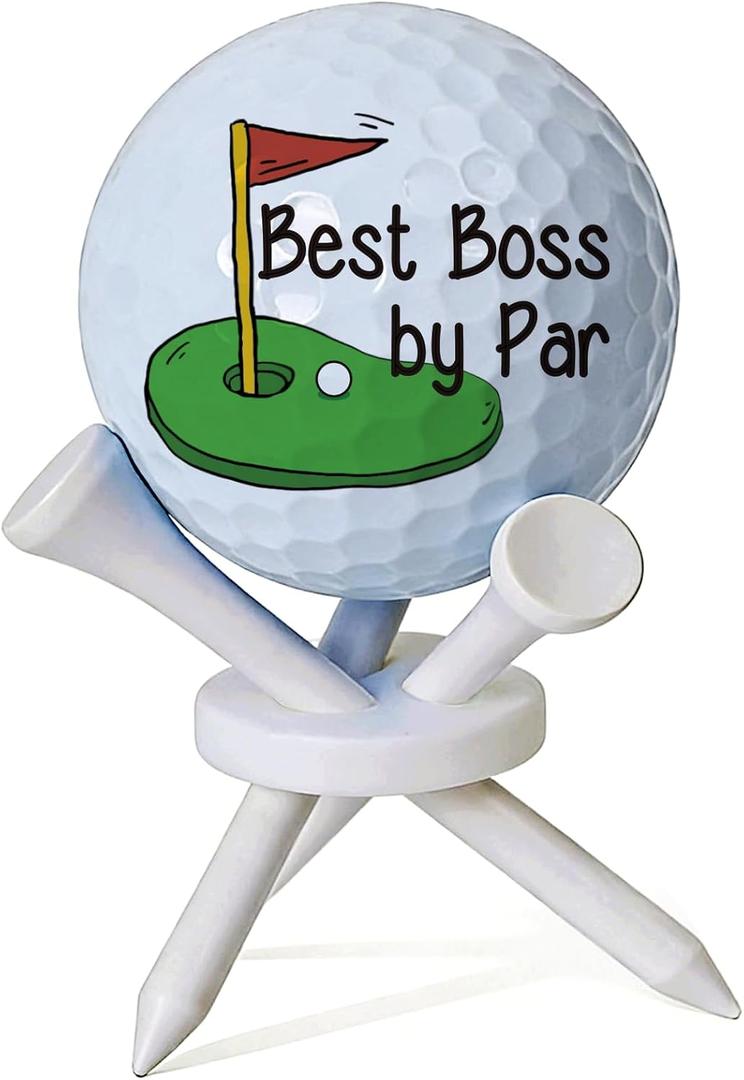 Boss Birthday Gifts for Men, Funny Gift for Boss Lady, Manager, Supervisor, Leader Female Male, Retirement, Thanksgiving, Best Bosses Day Gifts, Golfball Tabletop Display Stand Gifts, 3 tees