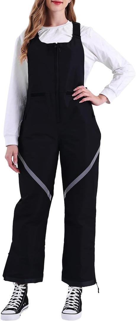 Tearom Womens Bib Snow Pants Women Ski Bib Insulated Snow Bib Overalls Windproof Waterproof Ski Pants (S, Soft, Black)