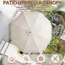 6.5ft Boho Fringe Patio Umbrella Canopy Replacement 8 Ribs Outdoor Umbrella Replacement Beach Tassel Scalloped Edge Canopy for Protection Deck Poolside Picnic Stand Not Included