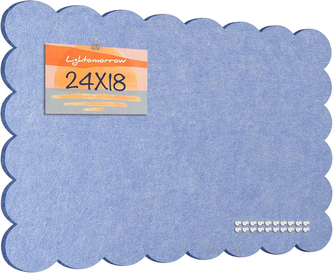 Scalloped Bulletin Board 36x24 inches, Decorative Felt Pin Board for Wall | Cute Cork Board Alternative with Push Pins, Foldable Display Vision Board for Photos, Notes & Reminders, 3624 inches