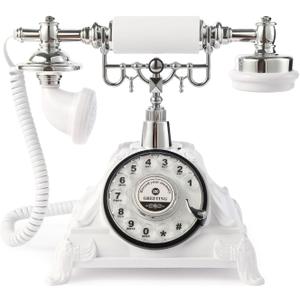 Audio Guest Book Wedding Phone, Audio Guest Book Record Customized Audio Messages Guest Book Alternatives Classic Rotary Phone for Parties Birthdays Rentals Confessions Special Occasions (White)