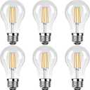 A19 E26 Base Vintage LED Edison Light Bulbs,2.5W(25W Equivalent) 250LM Warm White 2700K LED Edison Bulb for Home, Wall Sconce, Chandelier, Non-Dimmable,Clear Glass,6 Packs