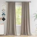 Novecozy 100% Blackout Curtains 84 Inches Length Long, Linen Thermal Insulated Curtains & Drapes for Bedroom/Living Room, Rod Pocket/Back Tab/Hook Belt/Ring Clips(1 Panels, W50 x L84, Linen Color)