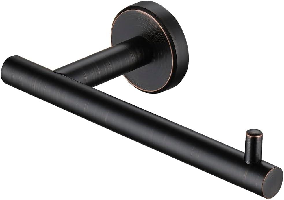 JQK Toilet Paper Holder Oil Rubbed Bronze, 5 Inch 304 Stainless Steel Thick 0.8mm Tissue Paper Dispenser for Bathroom, Hold Mega Rolls Wall Mount, TPH100-ORB (Bar)