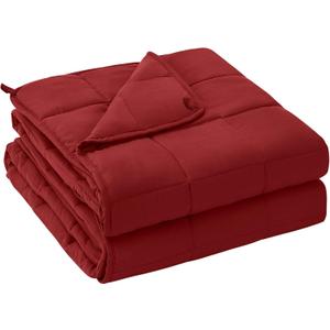 Weighted Blanket for Adults (20 lbs, 60” x 80”, Red) Cooling Heavy Blanket for Sleeping Perfect for 190-210 lbs, Queen Size Breathable Blanket with Premium Glass Bead, Machine Washable
