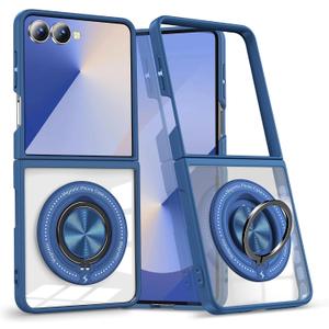 Magnetic Case for Samsung Galaxy Z Flip 7, [Compatible with MagSafe] Military Grade Shockproof Slim fit Samsung Z Flip 7 Phone Case with Magnetic Ring Kickstand, Dark Blue
