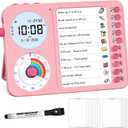 3-in-1 Visual Timer & ADHD Tool for Kids ADHD Task Timer for Adults with Visual Schedule, Chore Chart & Planning Board for Home, School, Classroom, Work (Pink)