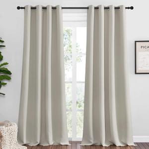 NICETOWN Room Darkening Curtains 102" Long for Boho Farmhouse Home Decoration, 55" Wide, Set of 2, Window Treatment Total Privacy Drape Panels for Bedroom Living Room, Natural