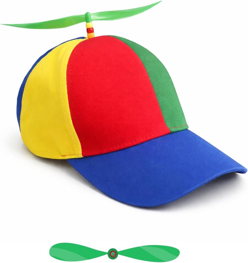 Colorful Helicopter Propeller Baseball Cap - Spinning Propeller Hat for Adults, Adjustable Funny Hat Snapback Cap