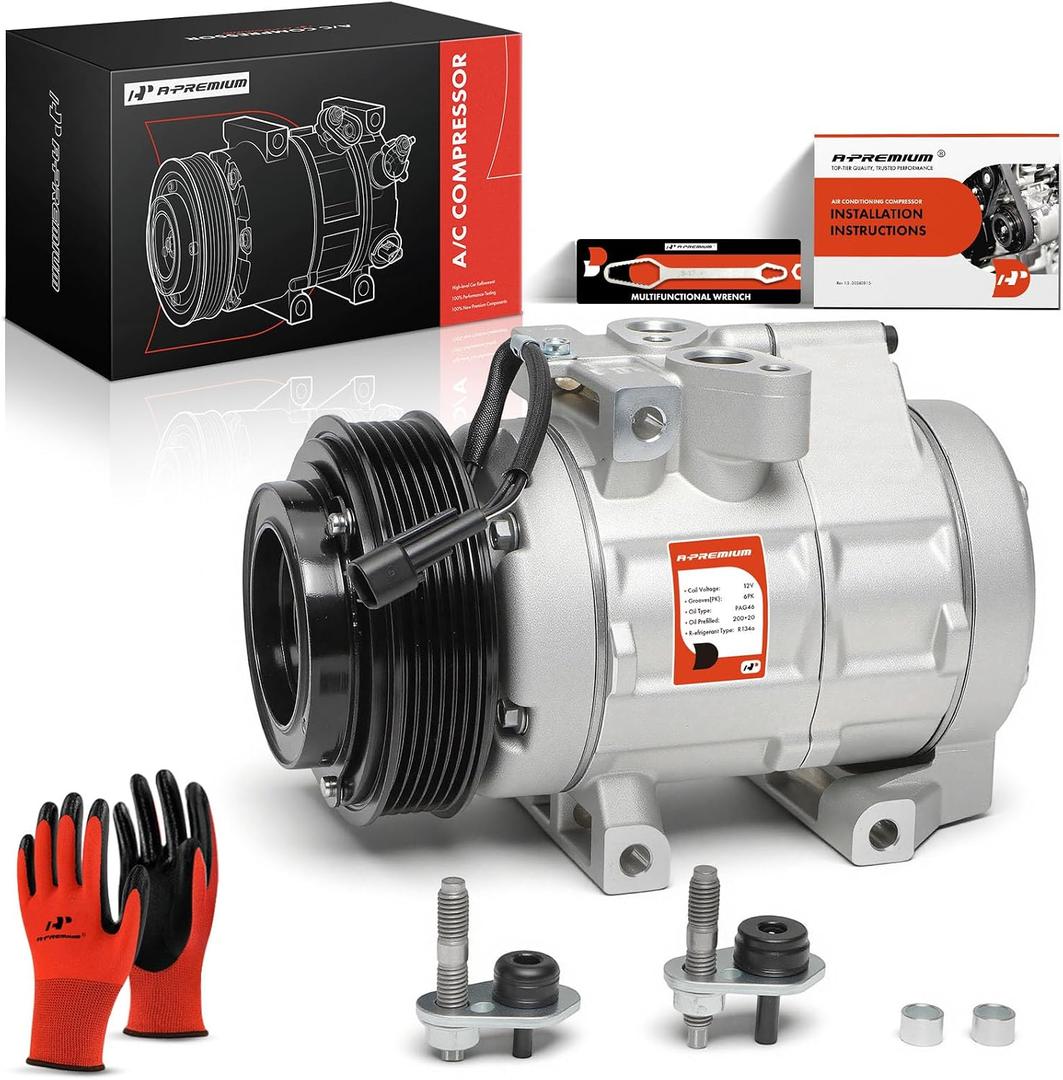 A-Premium AC Compressor with Clutch Compatible with Ford Explorer 2006-2010 4.6L, F150 2007-2008 4.2L & Mercury Mountaineer 2006-2010 4.6L, FS20 Style, 6-Groove Pulley, 113mm Pulley Diameter