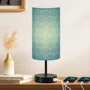 Touch Control Bedside Lamp with 2 USB Ports, 3-Way Dimmable Table lamp for Bedroom, Nightstand Lamp with Round Blue Fabric Shade for Living Room Home Office (E26 LED Bulb Included)