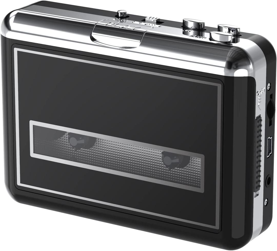 Portable Cassette Player & Convert Tape to Digital MP3 Digital, Retro Tape Recorder Walkmaner with Auto-Reverse,2 AA Batteries/USB Powered(Black)