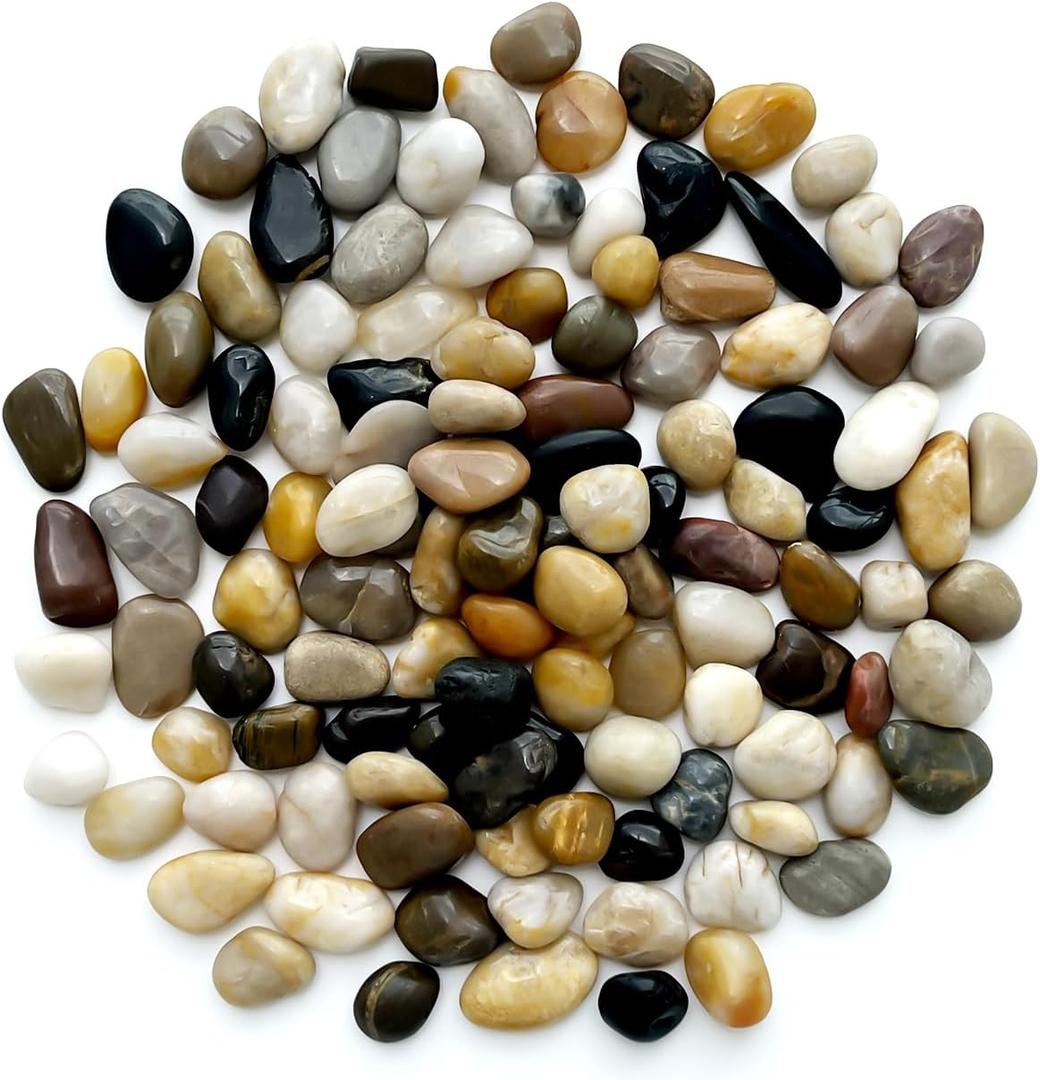 Rocks for Plants 5 Lbs, 0.4-1.2 Inch High Polished Pebbels, Decorative Stones for Garden Landscaping, Smooth Gravel Filler for Outdoor Plants, Succulents, Fish Tank and Vases (colored)