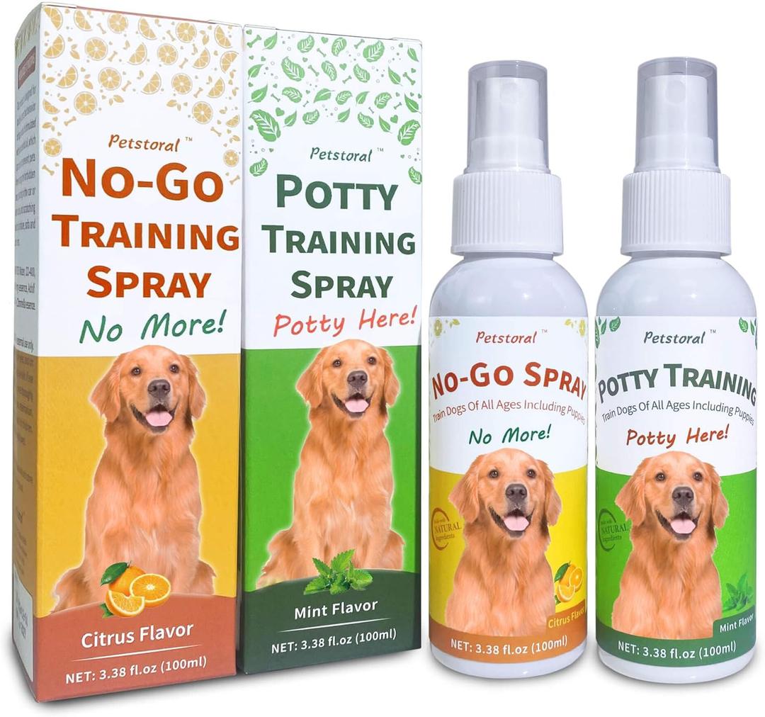 Pet No-Go & Puppy Potty Training Spray - Pet Deterrent Spray for Stop Chewing, Pee Here Corrector Spray for Dogs and Cats, 3.38 Fl Oz/100ml Kit