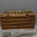 Picnic Basket for 4 with Waterproof Picnic Blanket and Insulated Cooler, Wicker Picnic Set, Willow Hamper for Camping, Outdoors, Photoshoot, or a Birthday, Mother's Day, Wedding Gift, Blue