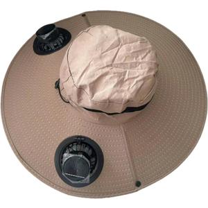 Qianly Outdoor Wide Brim Sun Hat Bucket Beach Cap Fishing Cap with Built-in Fan Cooling Cap Hat