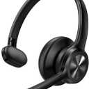 TECKNET Trucker Bluetooth Headset, Wireless Headset with Mic for Work, V5.2 Bluetooth Headphones with AI Noise Cancelling Microphone, 60H Battery, On-Ear Headphones for Call Center, Office, Drivers (Medium, Black)