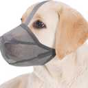 Dog Muzzle, Soft Mesh Covered Muzzles for Small, Medium, Large and X-Large Dogs, Muzzle with Adjustable Straps, Prevent Barking, Biting, and Accidental Ingestion (Grey, Large) (L(sount:10.25"-12.25"))