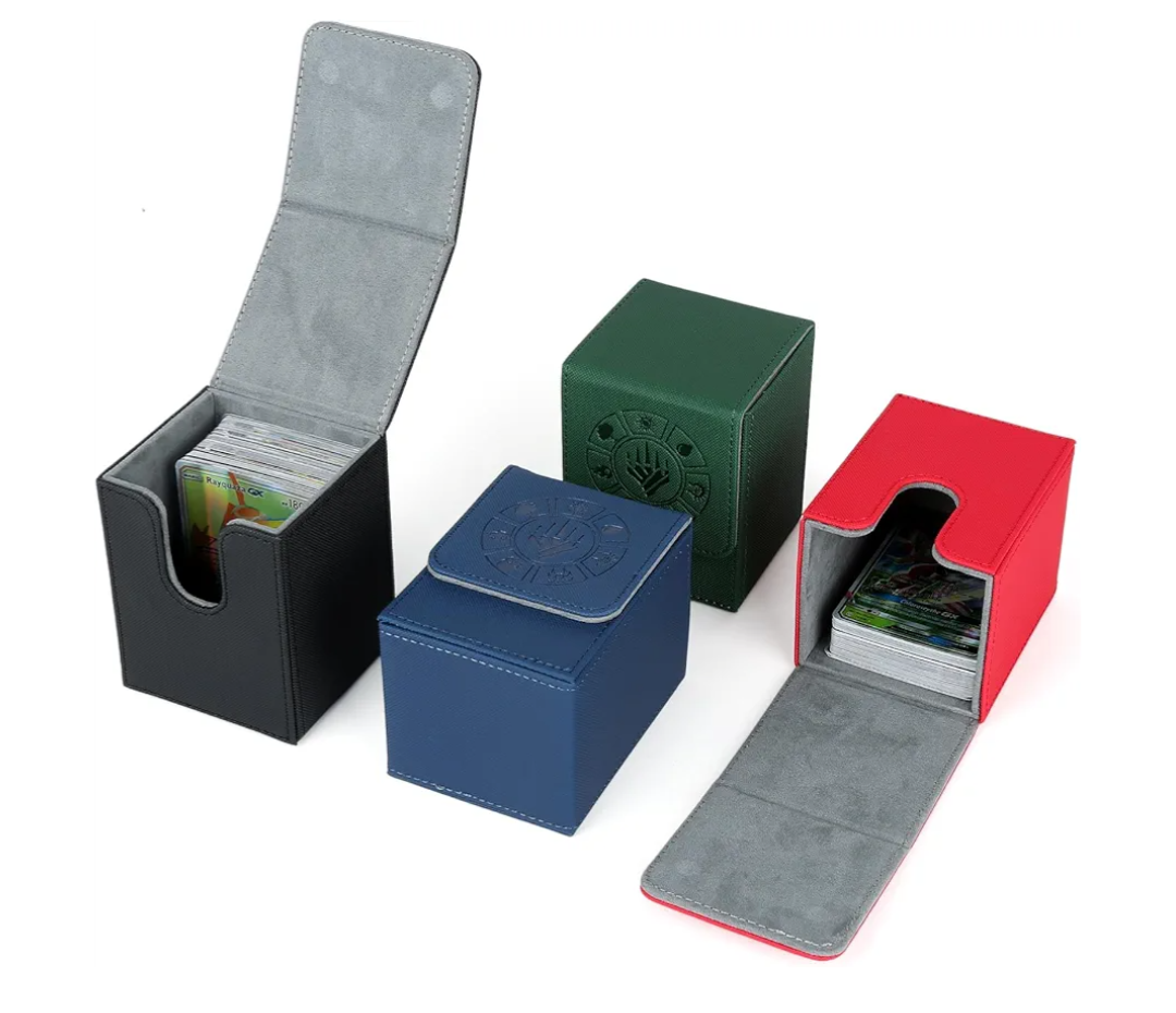 Arkeiliy Card Deck Box, 110+ Storage MTG Deck Box with 50 Pcs Card Sleeve, Collectible Trading Card Cases for Magic Commander and More (4 Pack)