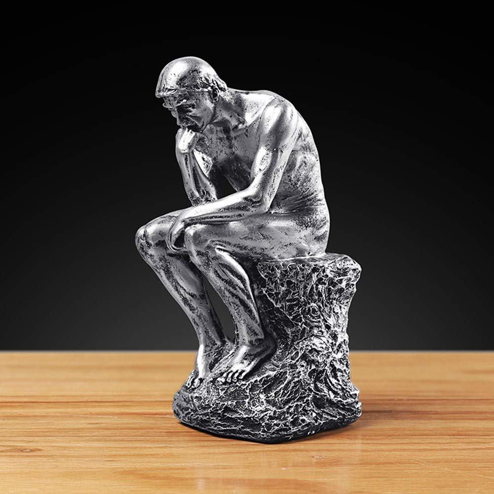 Creative Thinker Statues Individual Figurine for Living Room Decor H 9.6 Inch (argentate) (Silver)