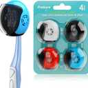 Helmet Toothbrush Covers Caps, Fits Most Manual and Electric Tooth Brushes, 4 Count (White, Black, Blue, Red)