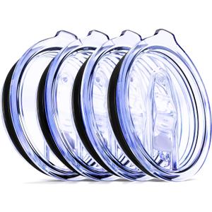 4 Wine Tumbler Lids, 12 oz Spill Proof 2.9 inch Diameter (Outer Rim) Lids for Wine Mugs - No Leak Design Splash Resistant Replacement Silicon Sliding Covers, Pack of 4 Insulated Cover