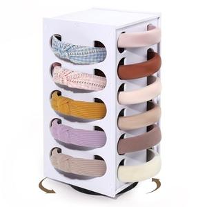 AOFLLU Headband Holder Organizer for Girls, Rotating Headband Storage for Women,White Hairband Display Stand, Hair Hoop Rack Holder for Vanity,Dresser,or Bathroom Decor